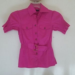 Bright Pink / Darling Blue Button Up Top